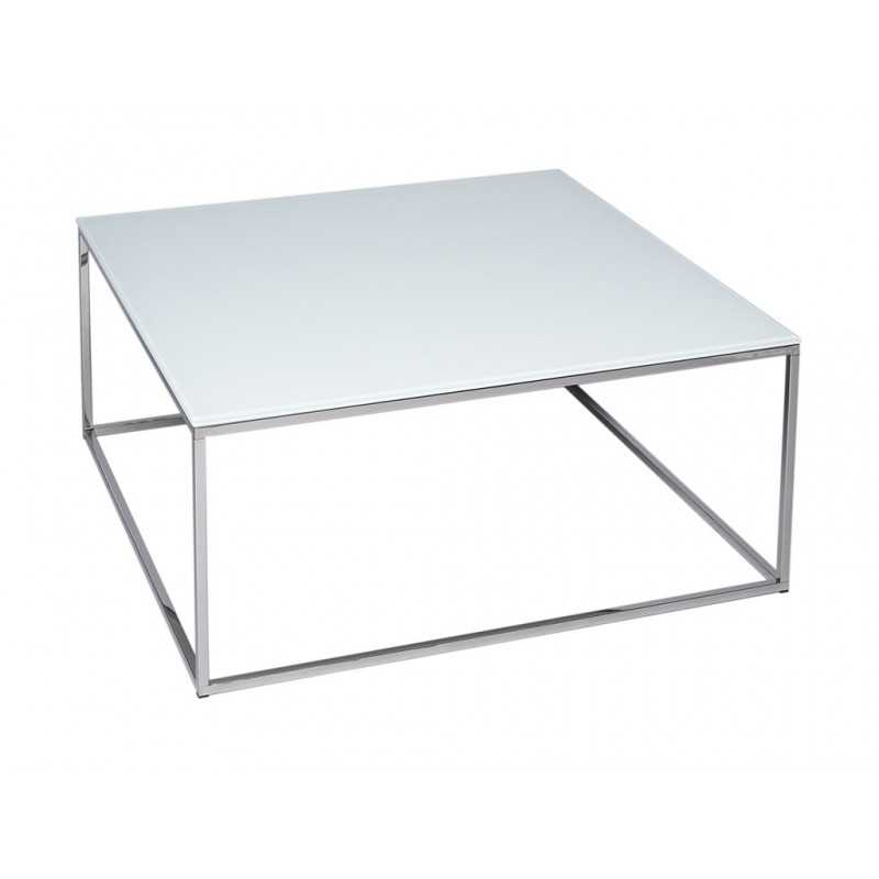 Square Coffee Table - Kensal WHITE with POLISHED base