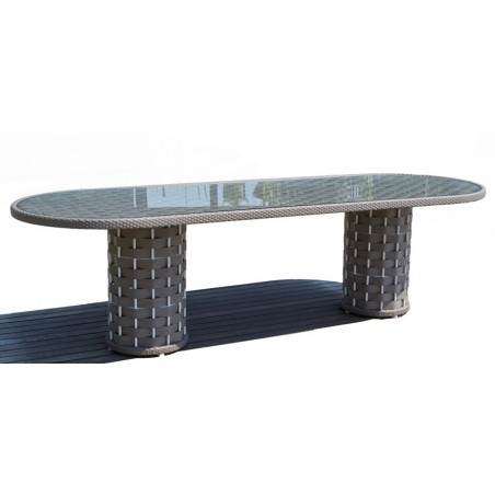 Skyline Design Strips Oval 8 Seat Dining Table