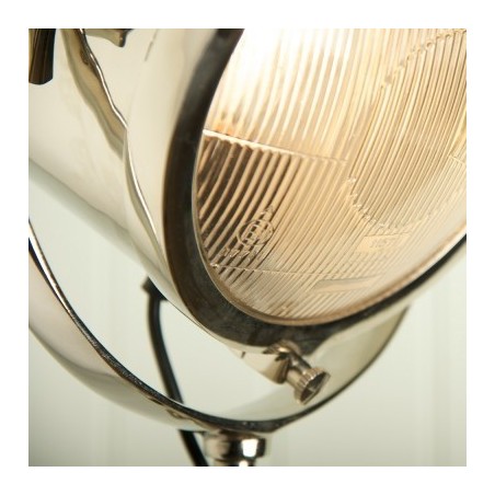 Nickel Spotlight Floor Lamp with Black Wooden Tripod