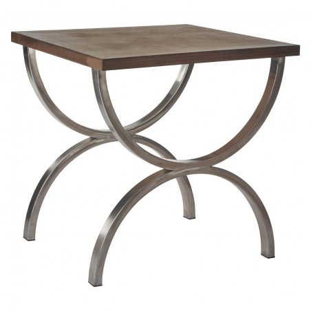 Stainless Steel Console Table with Fir Wood Top