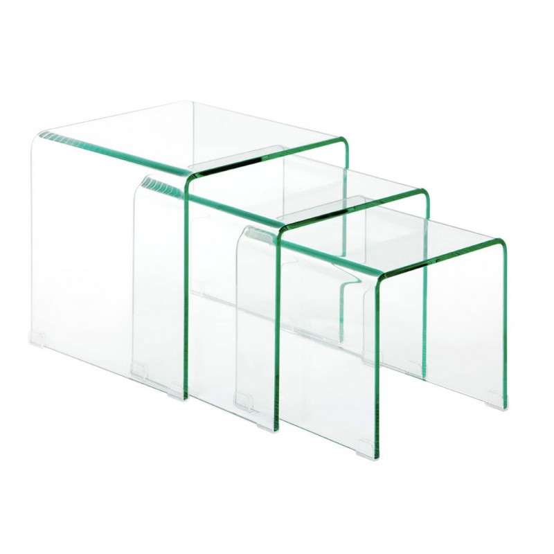 Set of 3 Momus Bent Glass Tables