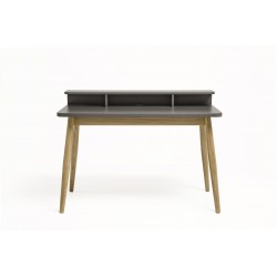 Woodman Farsta Grey Desk with Solid Natural Oak Legs