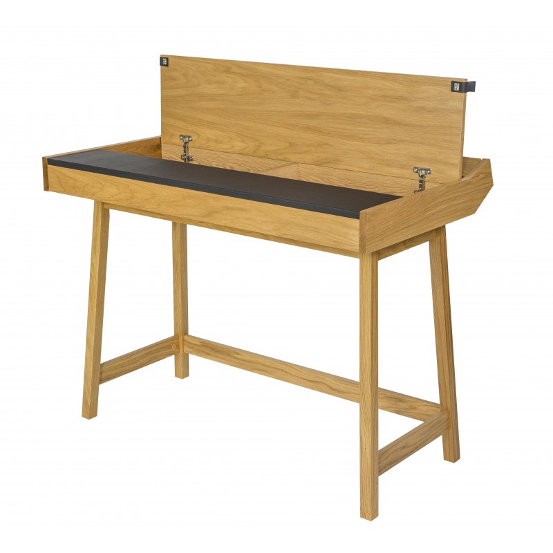 Woodman Brompton Oak & Black Leather Flap Desk
