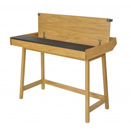 Brompton Oak & Black Leather Flap Desk