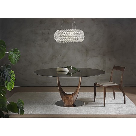 Pacini e Cappellini Axis Round Dining Table with Glass Top