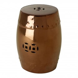 Ceramic Drum Shaped Side Table in Copper