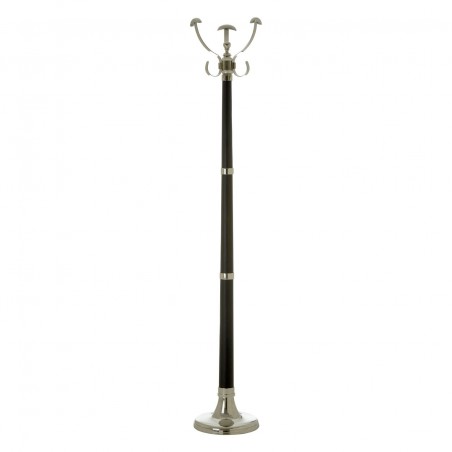 Coat Stand in Genuine black Leather and Nickel