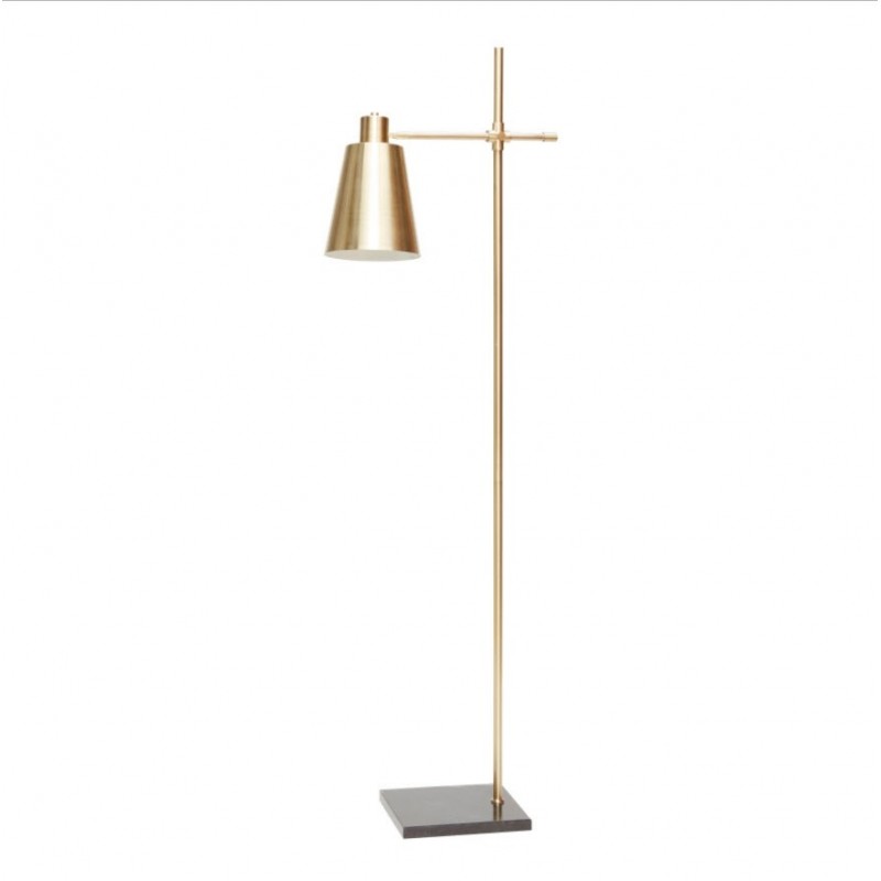 Hubsch Brass Floor Lamp with Black Marble Base