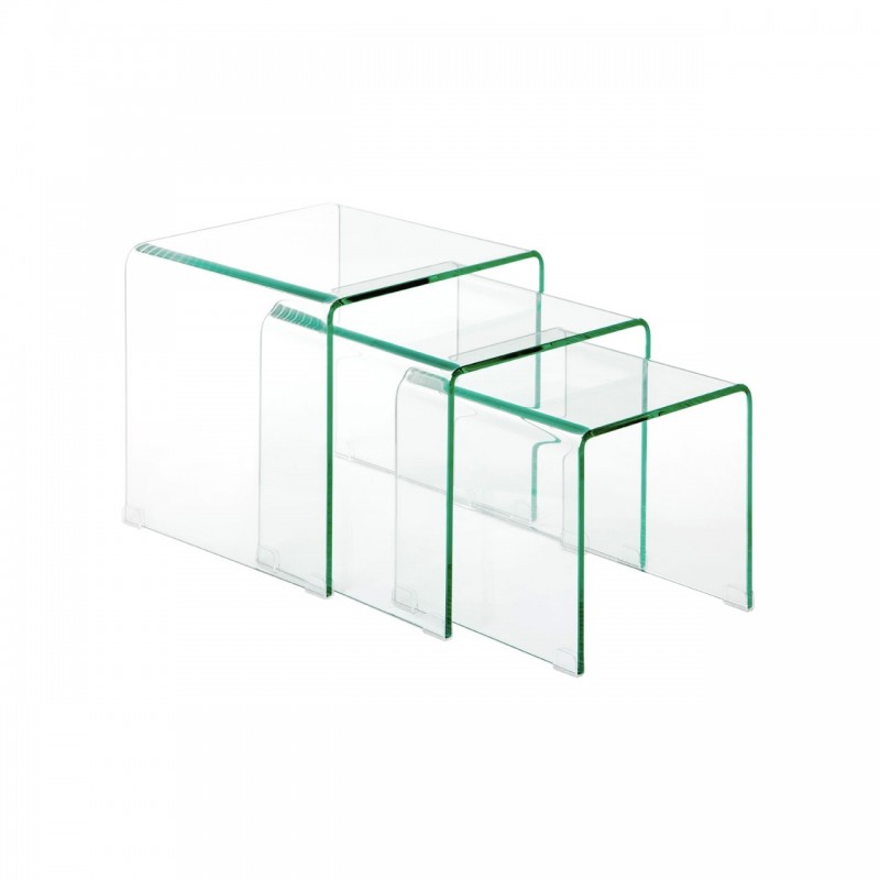 Narcissus Nest of 3 Bent Glass Side Tables