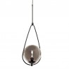 Hubsch Smoke Glass Sphere and Metal Sling Pendant Lamp