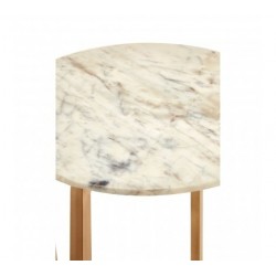 Side Table in White Marble and Golden Iron Base