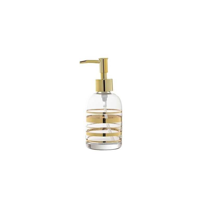 Bloomingville Glass Soap Dispenser With Gold Stripes