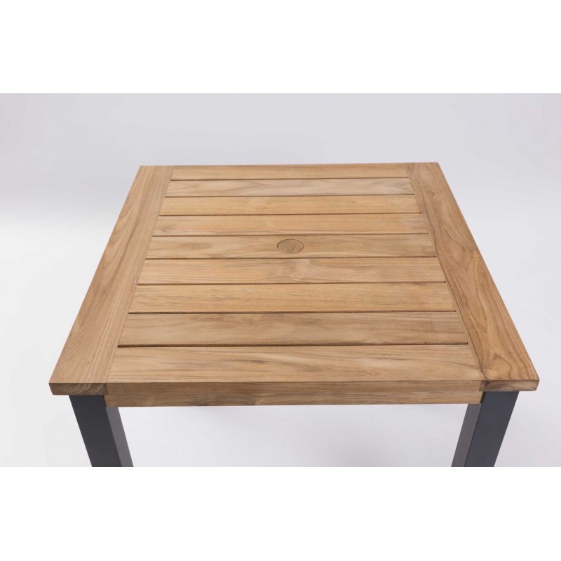 Square Teak Outdoor Table with Metal Legs | 70cm
