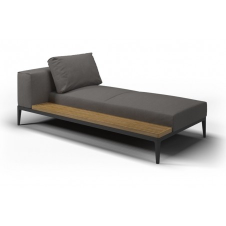 Gloster Grid Lounge Modular Left / Right Chaise Unit - Buffed Teak