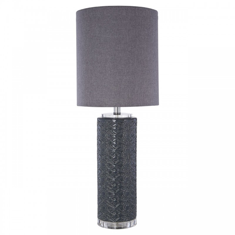 Grey Ceramic Table Lamp with Grey Linen Shade