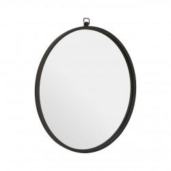 Round Wall Mirror with Black Metal Frame