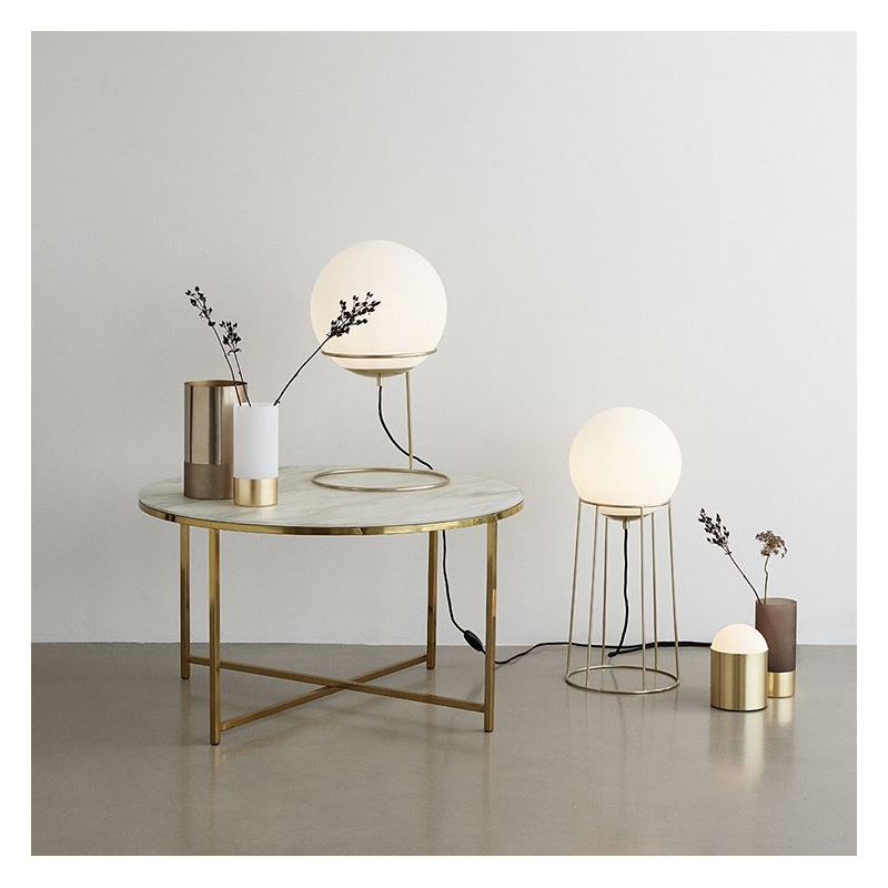 Floor lamp in Metal Brass and Opal Glass