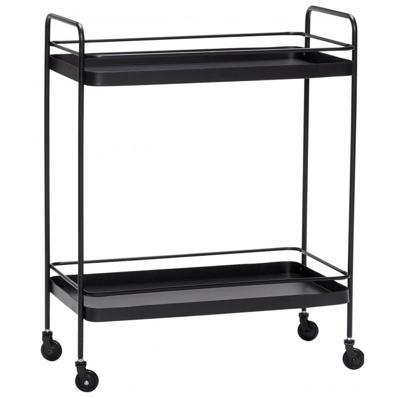 Hubsch Black Metal Trolley Console Table