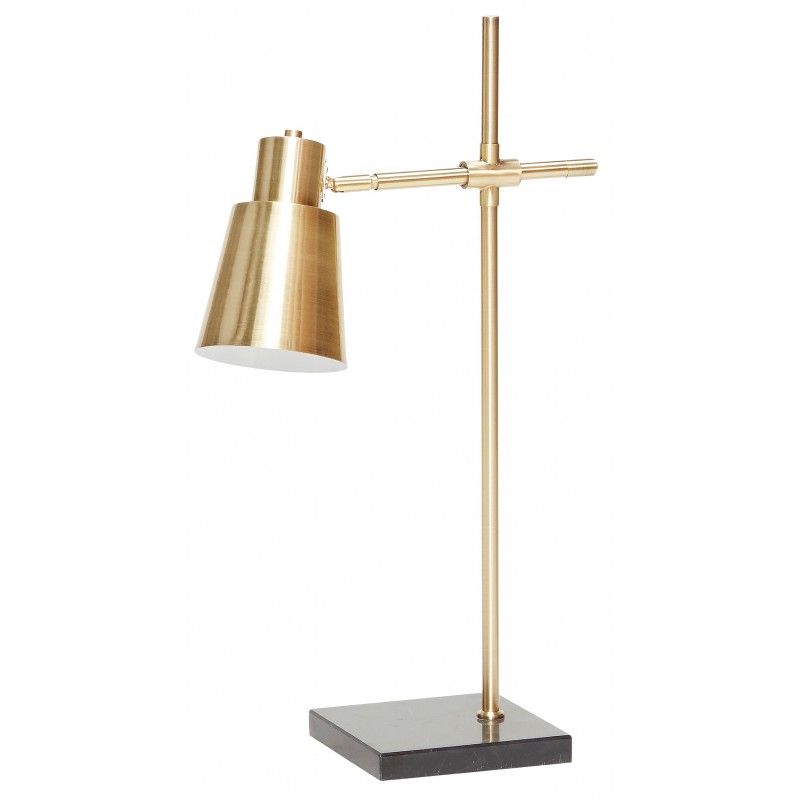 Hubsch Brass Table Lamp With Black, Marble Base Table Lamp