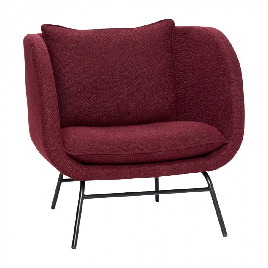 Hubsch Lounge Chair With Black Metal Legs Bordeaux