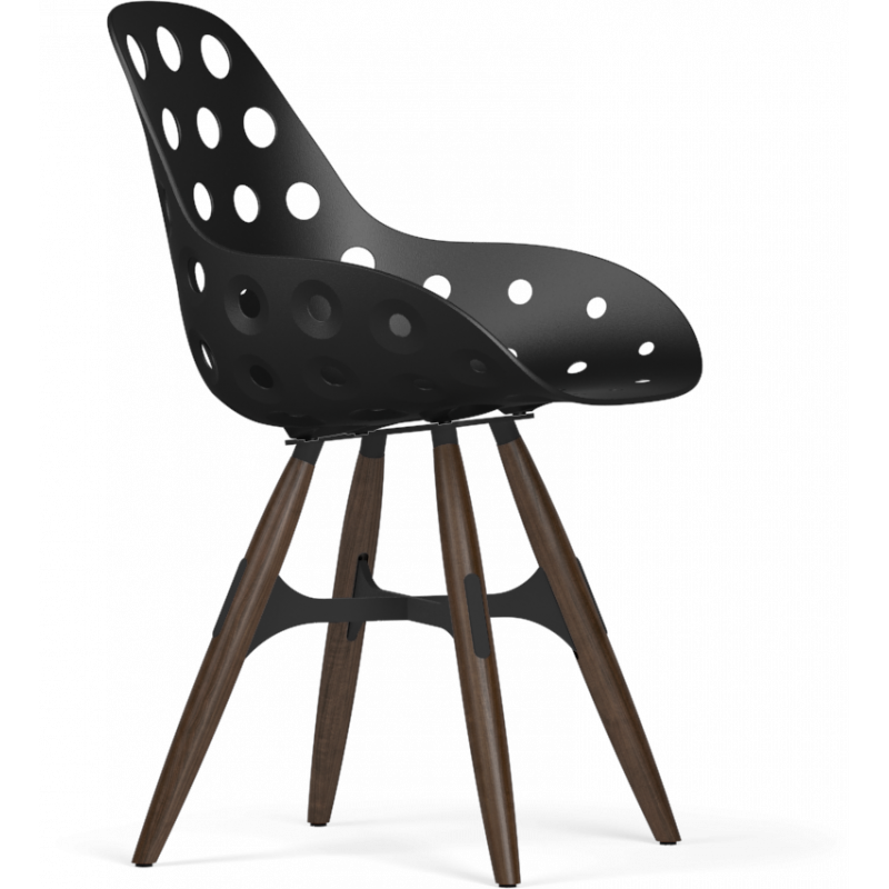 Kubikoff Ashwood Black Zig Zag Dimple Shell Chair