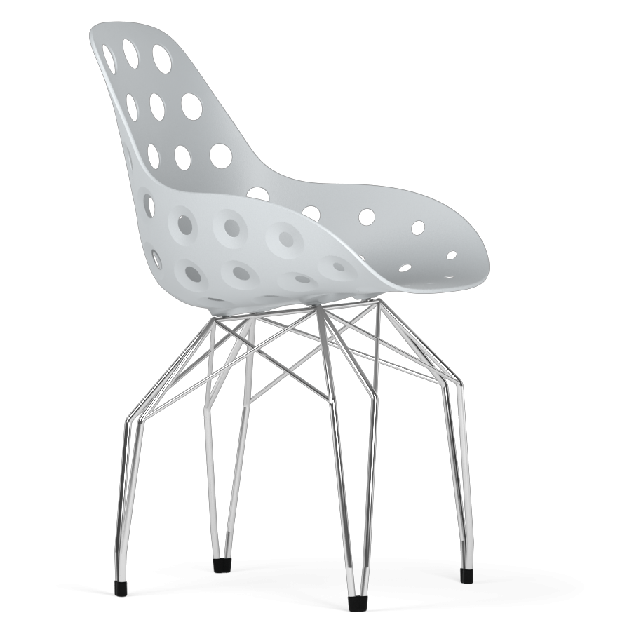 Kubikoff Chrome Diamond Base Chair With Dimple Shell