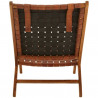Teak Wood Lounge Chair with Leather Seat