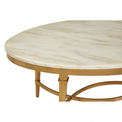 Oval Marble Coffee Table with Gold Finish Base