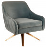 Swivel Lounge Chair in Sea Blue Velvet