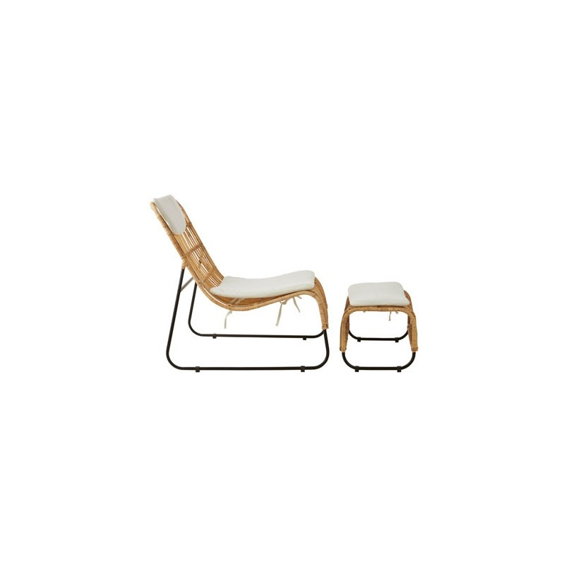 Bali Rattan Lounge Chair With Foot Stool