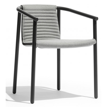 Todus Round Duct Outdoor Dining Chair With Fabric Seat