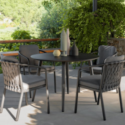Talenti Sofy Outdoor Round Dining Table Charcoal Aluminium