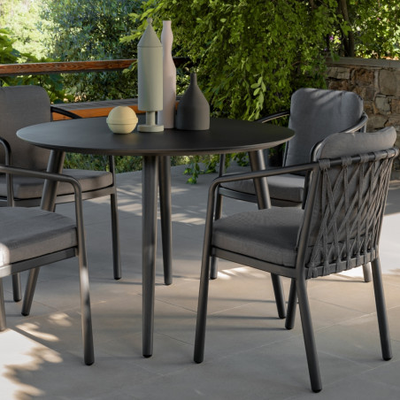 Talenti Sofy Outdoor Round Dining Table Charcoal Aluminium