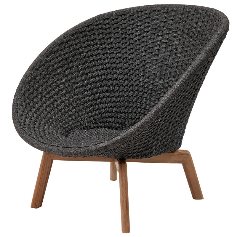 Cane-Line Peacock Outdoor Lounge Chair Soft Rope Grey
