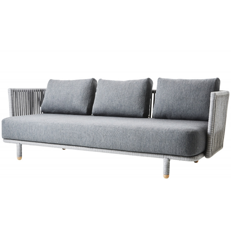 Cane-Line Moments Outdoor 3 Seater Sofa Soft Rope Grey