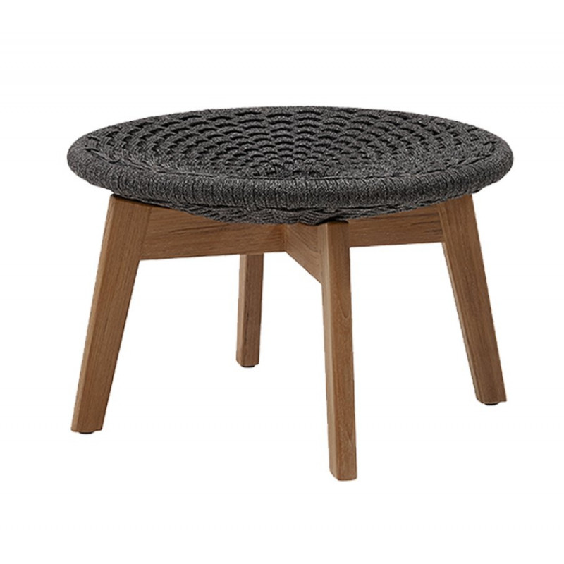 Cane-Line Peacock Foot Stool / Coffee Table | Soft Rope Dark Grey