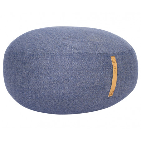Hubsch Pouf Herringbone Blue With Leather Handle ø70 CM