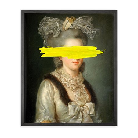 Yellow mark Framed Printed Canvas