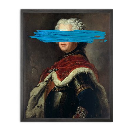 Blue Mark Framed Printed Canvas