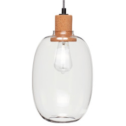 Hubsch Cork and Clear Glass Pendant Lamp
