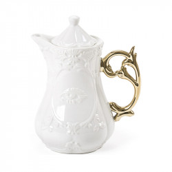 Seletti I-wares Porcelain Tea Pot with Gold Handle