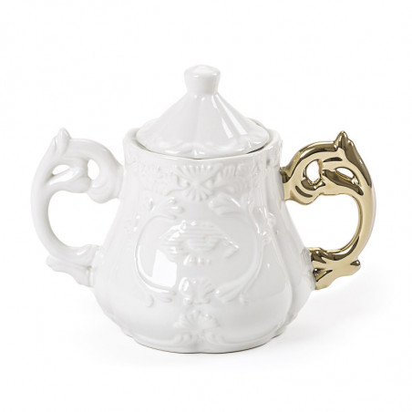 Seletti I-wares Porcelain Sugar Bowl with Gold Handle