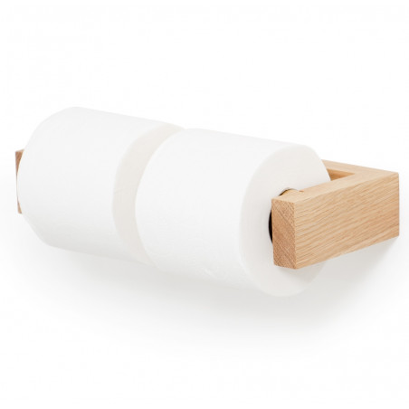 Wireworks Double Toilet Wall Roll Holder - Natural Oak