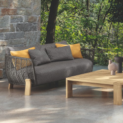 Talenti Argo Garden Lounge Chair Natural Wood Dark Grey
