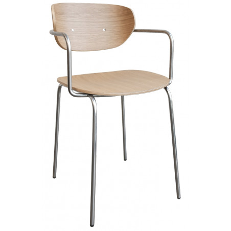 Hubsch Dining Chair stainless steel Natural Wood