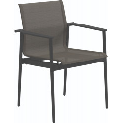Gloster 180 Stacking Dining Chair with Arms Meteor Granite