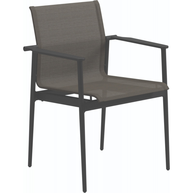 Gloster 180 Stacking Dining Chair with Arms Meteor Granite