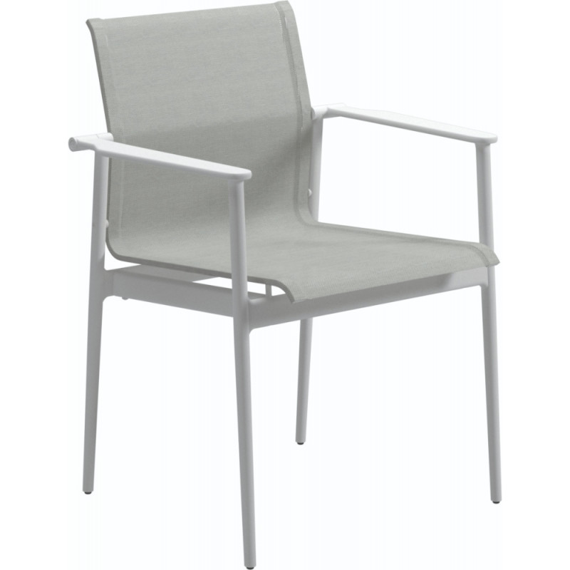 Gloster 180 Stacking Dining Chair with Arms White Seagull
