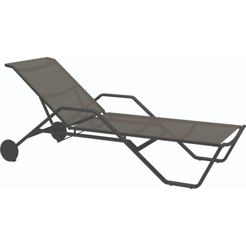 Gloster 180 Stacking Sun Lounger with Arms Meteor Granite