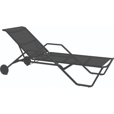 Gloster 180 Stacking Sun Lounger with Arms Meteor Anthracite